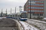 Der Be 5/6 3056 befhrt die neue Glatttalbahn. Am 14.12.08 befindet er sich in Glattbrugg.