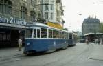 Zrich VBZ Tram 5 (Be 4/4 1403) Stauffacher im Juli 1983.