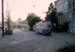 Zrich VBZ Tram 6 (Be 4/4 1377) Gessnerallee / Sihlstrasse im Juli 1983.