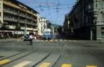 Zrich VBZ Tram 8 /Be 4/6) Hottingerstrasse / Rmistrasse / Heimplatz im Juli 1983.