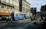 Zrich VBZ Tram 4 (B 761) Limmatquai / Rathaus im August 1986. 