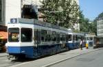 Zrich VBZ Tram 9 (Be 2/4 2404) Talacker am 20. Juli 1990.