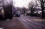 Zrich VBZ Tram 6 (Be 4/4 1395) Krhbhlstrasse im Februar 1994.