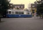 Zürich VBZ Tram 7 (Be 4/6 1649) Wollishofen im Februar 1994.