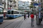 Zürich VBZ Tram 2 (SWP/SIG/BBC Be 4/6 2082 + SWS/BBC Be 4/6 2310) Stauffacher am 13.