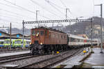 Die selten eingesetzte SBB Historic Be 4/7 12504 mit der Überführung des SBB Schul- und Erlebniszuges von Olten nach Bern am 3. Februar 2021 in Burgdorf.