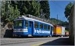 Überraschung in Villars! Der vor Jahren im Tramverkehr Bex - Bevieux eingesetzte Be 2/3 16 zeigte sich mit aufgebügelt und mit ein paar Güterwagen in Villars sur Ollon.
5. September 2017