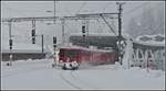 RE1046 aus Davos Platz mit Vorortpendel ABt1712/Be 4/4 511 erreicht Klosters Platz. (08.01.2019)