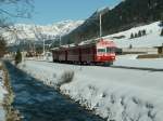 Pendelzug Davos-Filisur-Davos mit Steuerwagen 1701 am 04.02.07 bei Davos-Frauenkirch