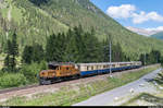 Rhätisches Krokodil Ge 6/6 I 414 mit dem Rhätia Pullman Express St. Moritz - Davos - Landquart am 13. Juli 2017 im Val Bever.