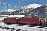 Ge 4/4 I 602  Bernina  und 603  Badus  in Samedan.