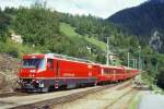 RhB Schnellzug 560 von St.Moritz nach Chur am 03.09.1996 Einfahrt Filisur mit E-Lok Ge 4/4 III 646 - B 2321 - A 1283 - A 1237 - B 2393 - B 2446 - B 2354 - D 4221 - Z 13091 - Sklv 8411.