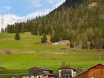 Oberste Ebene - Der RE 1153 (Chur - St.Moritz) mit Ge 4/4 III 649  Lavin  hat nun die oberste Ebene erreicht. Hier sieht man auch gut die beiden anderen Ebenen.
Bergün, 07. Mai 2016