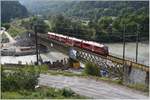 S1 1525 mit ABe 4/16 3104 auf der Hinterrheinbrücke in Reichenau-Tamins. (23.06.2017)