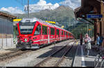 Allegra ABe 8/12 3503 erreicht am 13. Juli 2017 mit einem RE St. Moritz - Chur den Bahnhof Spinas.