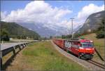 Dem Regionalzug folgt der RE1141 nach St.Moritz mit Ge 4/4 III 646  Sta.Maria/Val Mstair , die in eigener Sache das Bndner Generalabonnement bewirbt.