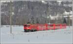 Schlittelzug 829 von Chur nach Preda bei Bonaduz. Ge 4/4 I 605  Silvretta  kommt hier zu Schnellzugsehren. (12.02.2012)