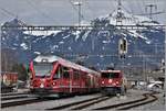 Ge 6/6 II 702  Curia  und ABe 8/12 3514 auf Probefahrt mit neuem Steuerwagen in Untervaz-Trimmis. (15.03.2018)