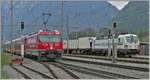 Rail Care Vectron 9185 4476 451-0 auf dem Dreischienengleis in Felsberg und IR1160 nach Chur mit der Ge 4/4 III 644  Savognin . (21.04.2020)