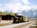 RhB Extra-Dampfzug zum RHTIAFEST 3837 von Landquart nach Chur vom 08.06.1997 in Untervaz mit Dampflok G 3/4 1 - B 2060 - B 2092 - B 2247.