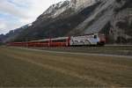 Ge 4/4 III 650 lsst am 22.2.10 auf dem Weg nach Chur Felsberg hinter sich.