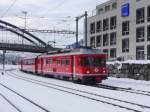 RhB - Triebwagen Be 4/4 513 bei der einfahrt in den Bahnhof Chur am 02.01.2015