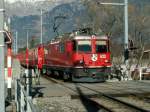 Schnellzug aus Scuol-Tarasp nach Disentis/Mustr bei seiner Einfahrt in Landquart.02.02.07