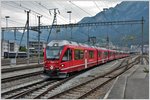 BerninaExpress 951 mit ABe 8/12 3505 fährt in Chur ab.