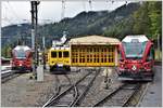 ABe 8/12 3507, Xe 4/4  23201 und ABe 8/12 3508 in Poschiavo.