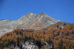 Hoch oben in der bekannten Kurve nahe der Station Alp Grüm,(2091 m.ü.M.)ein Regio nach St.Moritz.Cavaglia 18.10.17