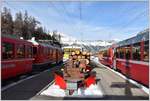 R1636 nach St.Moritz mit ABe 4/4 III 53  Tirano , Spurpflug, BEX953 und R1936 nach Scuol-Tarasp in Pontresina.