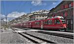 BerninaExpress 951 mit ABe 8/12 3504 in der Station Ospizio Bernina 2253m.