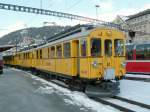 100 Jahre Berninabahn.Extrafahrt nach Tirano.Der Bernina Nostalgiezug mit ABe 4/4 Nr.34 und 30(1909/1911)sowie Wagen C 114 u.BB BC 110,am 28.03.10 in St.Moritz.