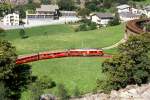 RhB Regionalzug 454 von Tirano nach St.Moritz am 16.07.1989 kurz vor Kreisviadukt Brusio mit Triebwagen ABe 4/4 III 52 - 2x B - BD.