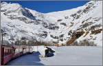 Oberhalb von Alp Grm schiebt sich der Palgletscher ins Blickfeld. (15.04.2013)