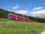 Die ABe 8/12 3506 zwischen Punt Muragl Staz und Pontresina, 26/06/2014