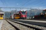 Abe 8/12  Otto Barblan  mit dem Bernina Express von Davos Platz nach Tirano bei der Einfahrt in Pontresina am 4. August 2015.