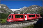 R4609 mit ABe 8/12 3506 nach Tirano in Alp Grüm mit Piz Palü und Palügletscher.(18.07.2016)
