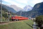 RhB Regional-Express 1325 Engadin-Star von Landquart nach St.Moritz am 24.08.2007 Einfahrt Zernez mit E-Lok Ge 4/4 I 608 - A 1265 - B 2375 - B 2376 - B 2374 - D 4225
