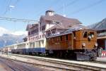 RhB ALPIN CLASSIC PULLMAN EXPRESS fr GRAUBNDEN TOURS von Chur nach Pontresina am 28.08.1998 in Pontresina mit Oldtimer-E-Lok Ge 4/6 353 - D 4062 - As 1143 - As 1144 - As 1141. Hinweis: 1141er noch in crem/weinrot!
