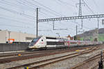 TGV Lyria 4417 durchfährt den Bahnhof Sissach. Die Aufnahme stammt vom 31.03.2017.