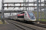 TGV Lyria 4409,  Stan Wawrinka  durchfährt den Bahnhof Muttenz. Die Aufnahme stammt vom 20.03.2018.