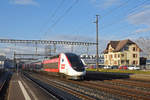 TGV Lyria 4730 durchfährt den Bahnhof Rupperswil. Die Aufnahme stammt vom 17.01.2020.