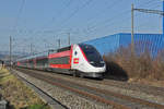 TGV Lyria 4725 fährt Richtung Bahnhof Itingen. Die Aufnahme stammt vom 25.01.2020.
