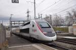 GTV Lyria mit der Betriebsnummer 4414 beim Bahnhof Muttenz. Die Aufnahme stammt vom 15.02.2014.