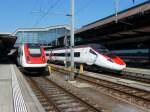 SBB - ICN Jeanne Hersch und ETR 610 709-3 im Bahnhof Basel SBB am 16.04.2011