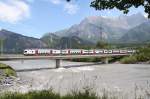 Der neue Rex,Rheintalexpress von Chur nach St.Gallen auf der Rheinbrcke bei Bad Ragaz.15.06.13