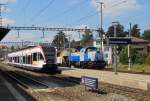 SBB 520 011 und Panlog 98 85 5847 001-5 in Emmenbrcke am 30.August 2011 