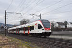 RABe 521 025, auf der S1, fährt am 16.02.2024 Richtung Station Salina Raurica.