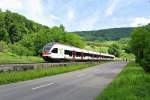 RABe 521 020-1 mit 20 Minuten Versptung als S3 17357 bei Aesch, 05.06.2014.